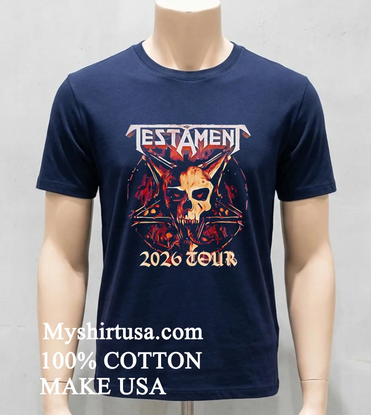 Ttm Testament World 2026 Tour Shirt Navy Shirt