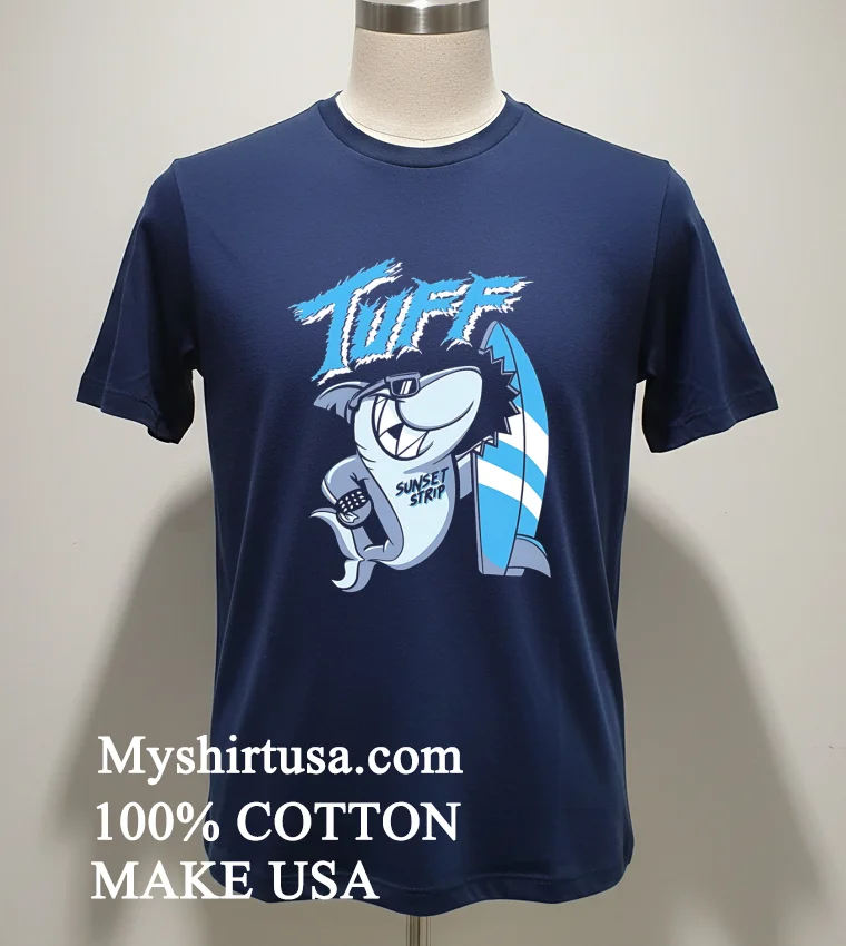 Tuff Sunset Strip Shark Sunglasses Surfboard Graphic Shirt - navy-shirt Tuff Sunset Strip Shark Sunglasses Surfboard Graphic Shirt Navy Shirt 1