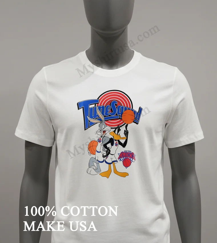 Tunesquad Bugs Bunny Daffy Duck Basketball Target Background New York Knicks Sports Shirt White T Shirt 1