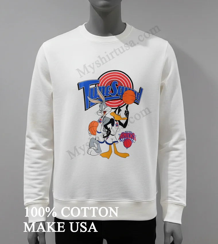 Tunesquad Bugs Bunny Daffy Duck Basketball Target Background New York Knicks Sports Shirt White T Shirt 3