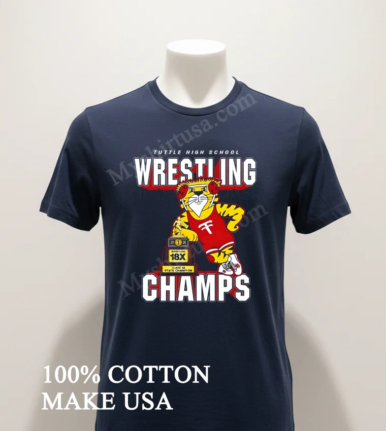 Tuttle High School Wrestling 18X State Champion Mascot funny america t-shirts - navy-shirt Tuttle High School Wrestling 18x State Champion Mascot Shirt Navy Shirt 1