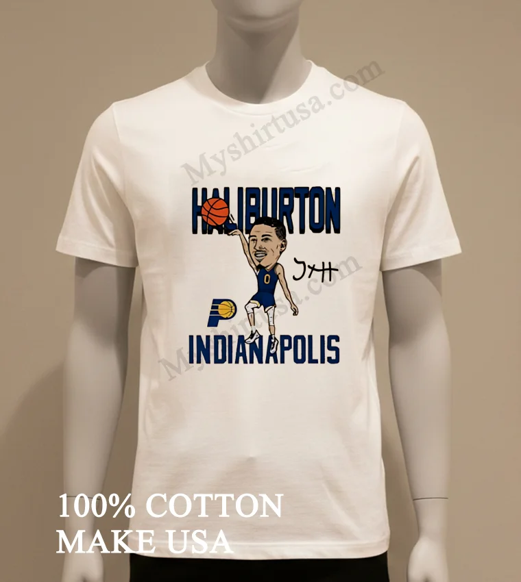 Tyrese Haliburton Indianapolis Pacers Bobblehead Style Graphics Shirt White T Shirt