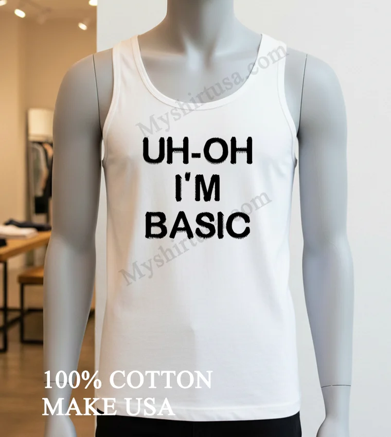 Uh Oh I M Basic funny america t-shirts - white-t-shirt Uh Oh Im Basic Shirt White T Shirt 3
