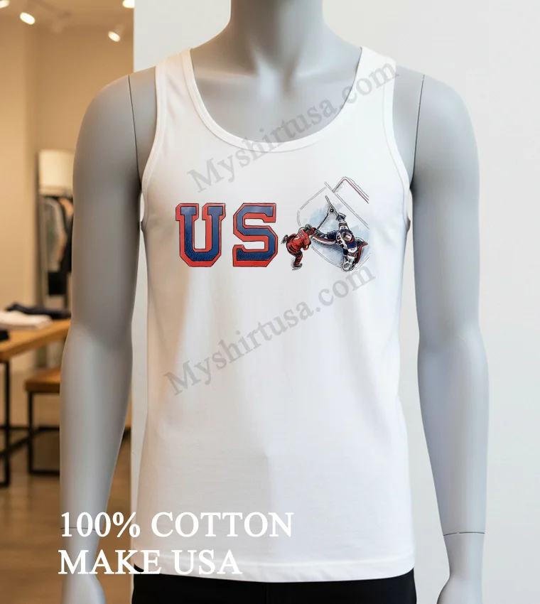 Us Hockey Player Scoring Goal Graphic funny america t-shirts - white-t-shirt Us Hockey Player Scoring Goal Graphic Shirt White T Shirt 3