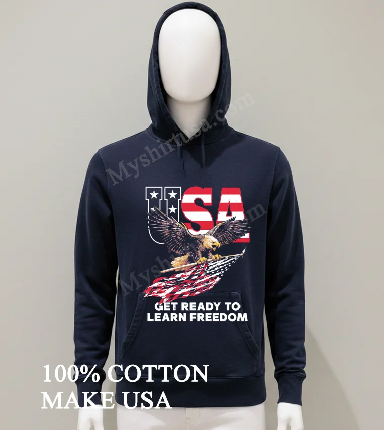 Usa Bald Eagle Flying With American Flag Learn Freedom Shirt Balck Shirt