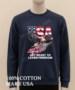 Usa Bald Eagle Flying With American Flag Learn Freedom funny america t-shirts