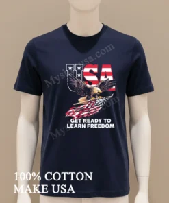 Usa Bald Eagle Flying With American Flag Learn Freedom funny america t-shirts