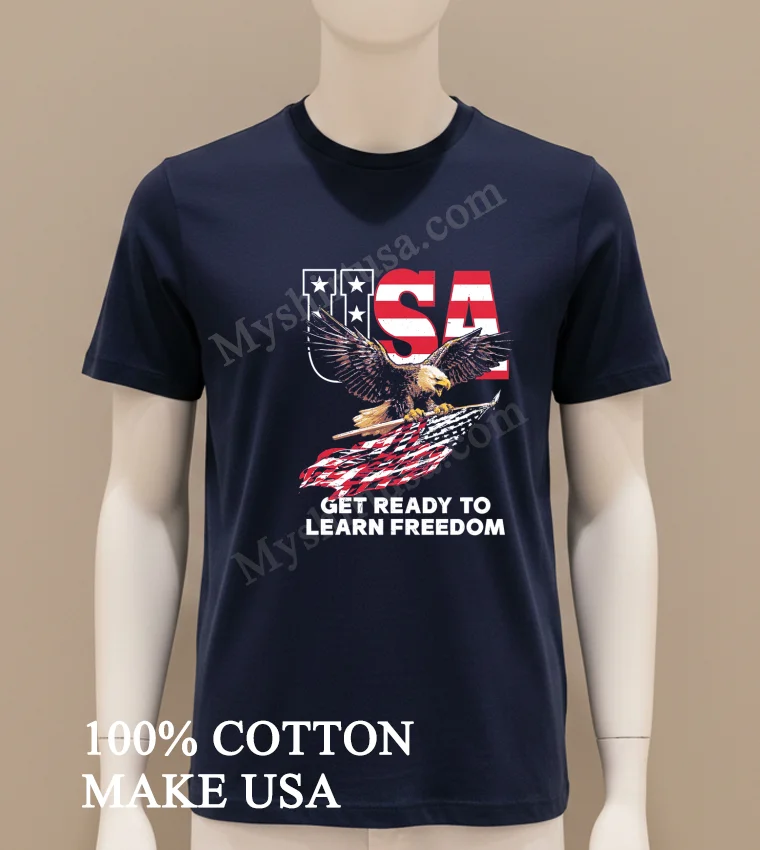 Usa Bald Eagle Flying With American Flag Learn Freedom funny america t-shirts - navy-shirt Usa Bald Eagle Flying With American Flag Learn Freedom Shirt Navy Shirt