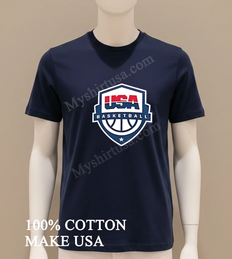 Usa Basketball Shield Logo funny america t-shirts - navy-shirt Usa Basketball Shield Logo Shirt Navy Shirt