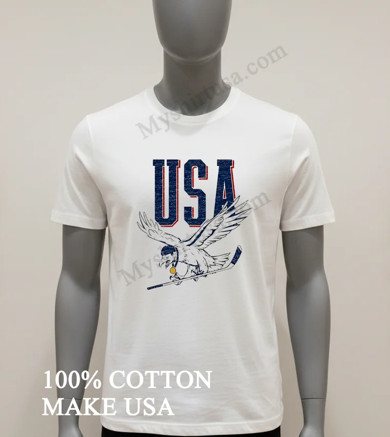 Usa Eagle Hockey Player Gold Medal Shirt White T Shirt 2
