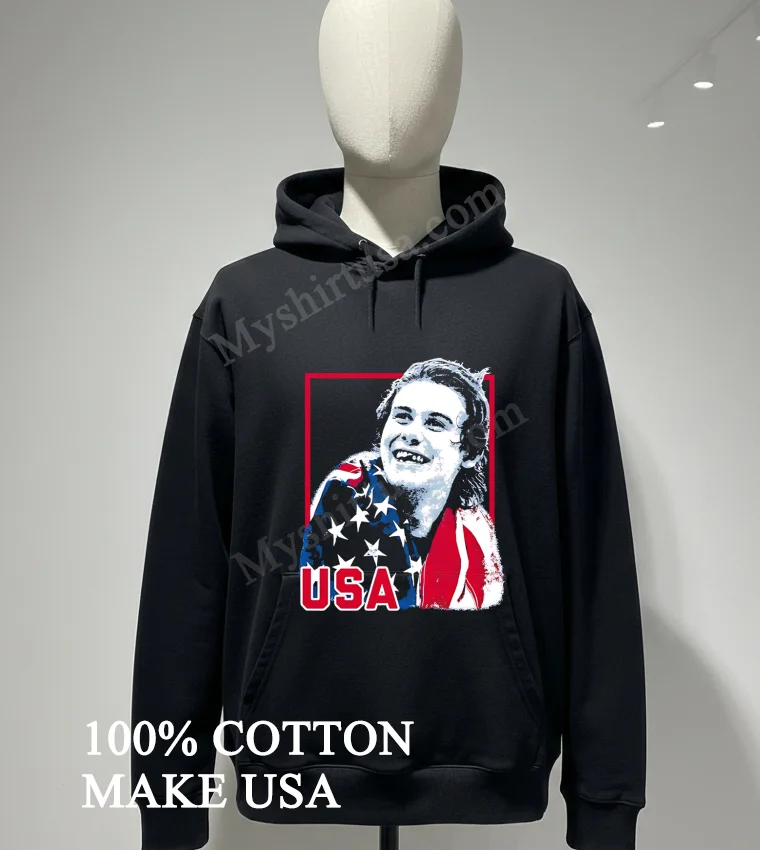 Usa Flag Happy Athlete Portrait Red Frame Graphic Shirt Hoodie Shirt