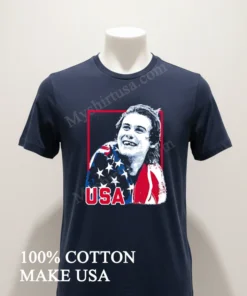 Usa Flag Happy Athlete Portrait Red Frame Graphic funny america t-shirts