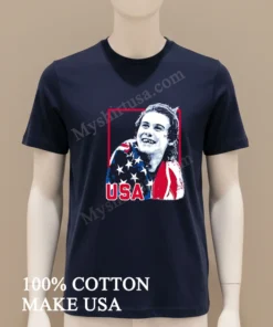 Usa Flag Happy Athlete Portrait Red Frame Graphic funny america t-shirts