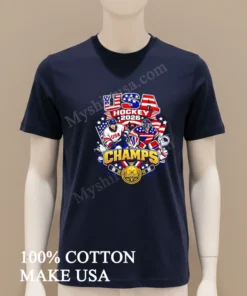 Usa Hockey 2026 Champs American Flag And Hockey Players funny america t-shirts