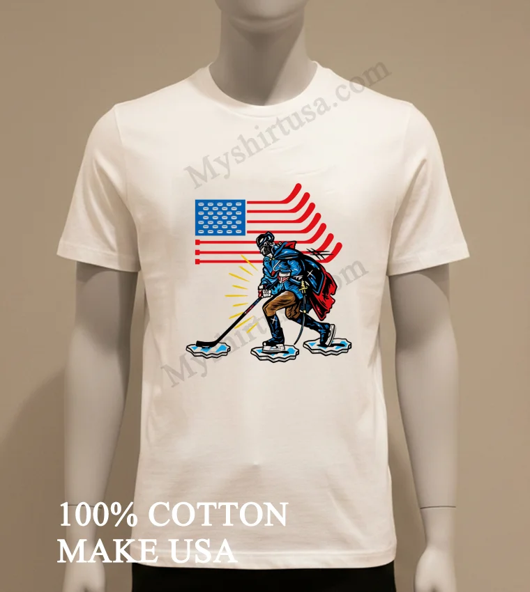 Usa Hockey George Washington Patriotic Flag Ice Skating Shirt White T Shirt 1