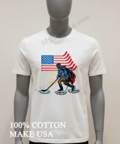 Usa Hockey George Washington Patriotic Flag Ice Skating funny america t-shirts