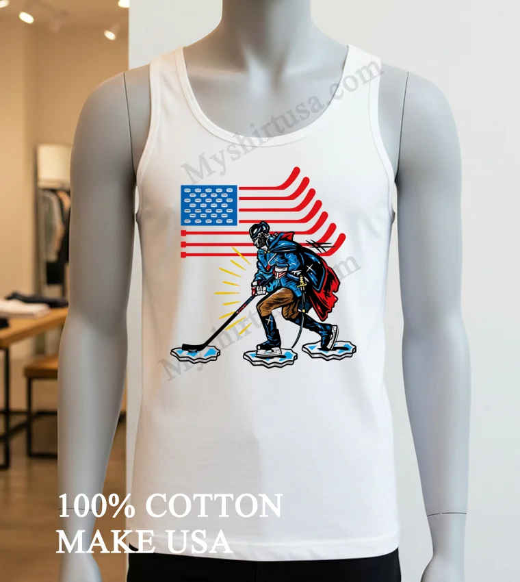 Usa Hockey George Washington Patriotic Flag Ice Skating Shirt White T Shirt 4