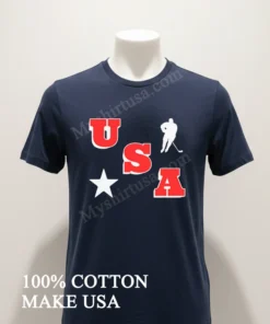 Usa Hockey Player And Star Graphic funny america t-shirts