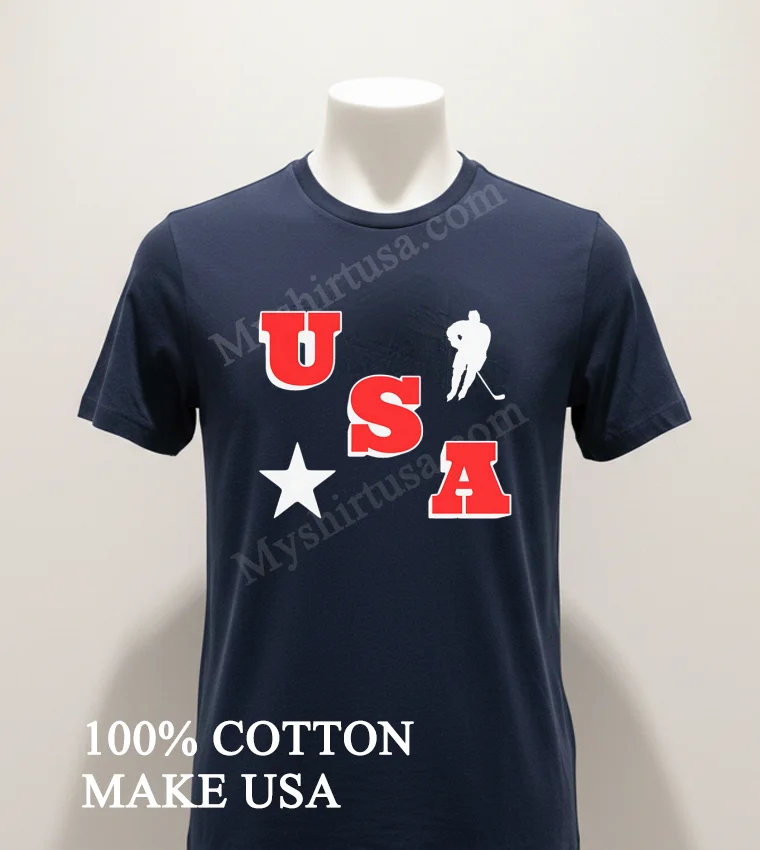 Usa Hockey Player And Star Graphic funny america t-shirts - navy-shirt Usa Hockey Player And Star Graphic Shirt Navy Shirt 1