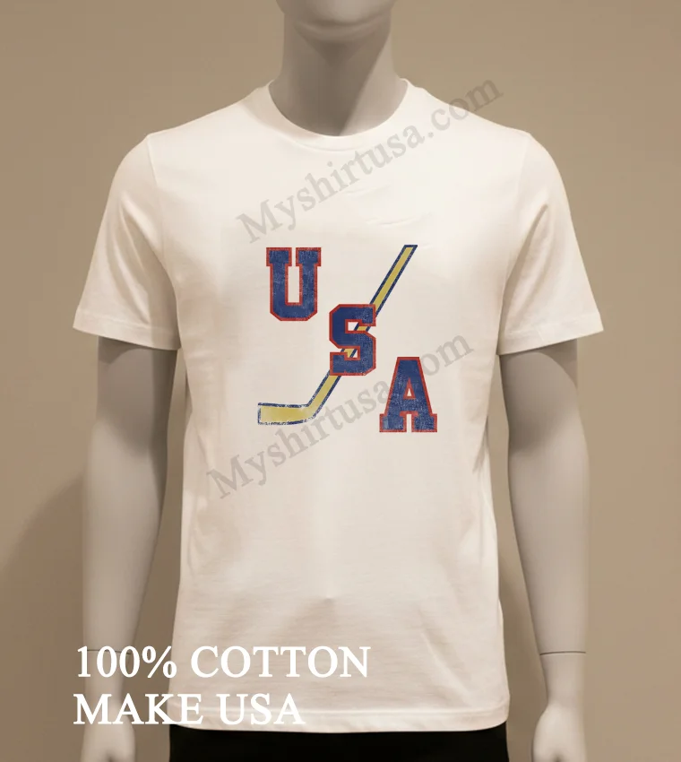 Usa Hockey Stick Red White And Blue Collegiate Sports funny america t-shirts - white-t-shirt Usa Hockey Stick Red White And Blue Collegiate Sports Shirt White T Shirt