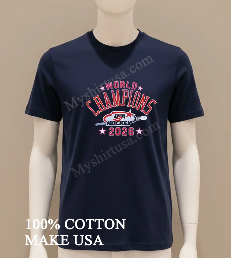 Usa Hockey World Champions 2026 Logo Shirt Navy Shirt