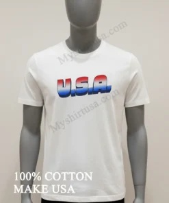 U.s.a. Red White And Blue Gradient Letters funny america t-shirts