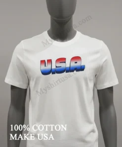 U.s.a. Red White And Blue Gradient Letters funny america t-shirts