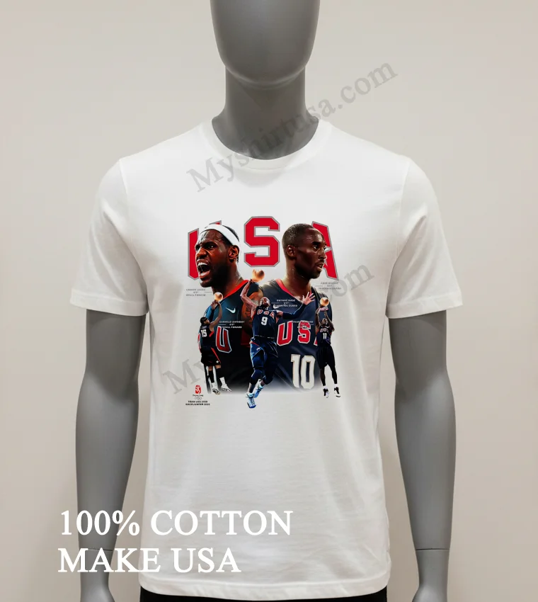 Usa Team Lebron James Kobe Bryant 2008 Beijing funny america t-shirts - white-t-shirt Usa Team Lebron James Kobe Bryant 2008 Beijing Shirt White T Shirt 1