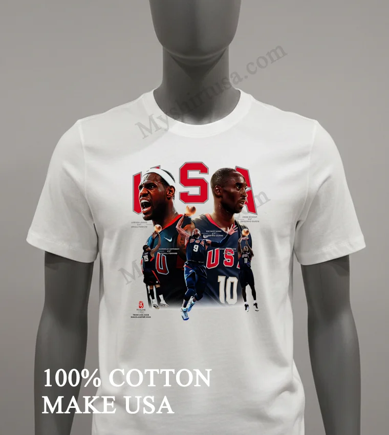 Usa Team Lebron James Kobe Bryant 2008 Beijing funny america t-shirts - white-t-shirt Usa Team Lebron James Kobe Bryant 2008 Beijing Shirt White T Shirt 2