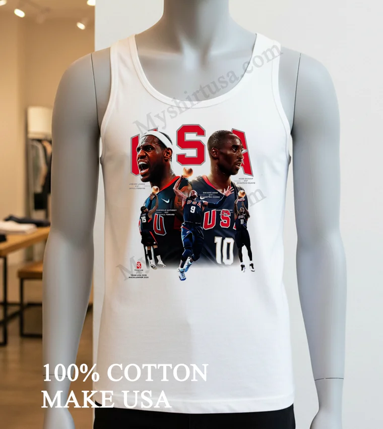 Usa Team Lebron James Kobe Bryant 2008 Beijing Shirt White T Shirt 3