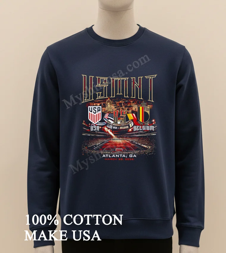 Usmnt Usa Vs Belgium Atlanta Georgia March 28 2026 Stadium funny america t-shirts - long sleve shirt Usmnt Usa Vs Belgium Atlanta Georgia March 28 2026 Stadium Shirt Long Sleve Shirt