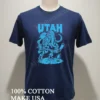 Utah Salty Goon Gear Skeletal Mammoth Holding Ice Hockey Stick Shirt Navy Shirt 2