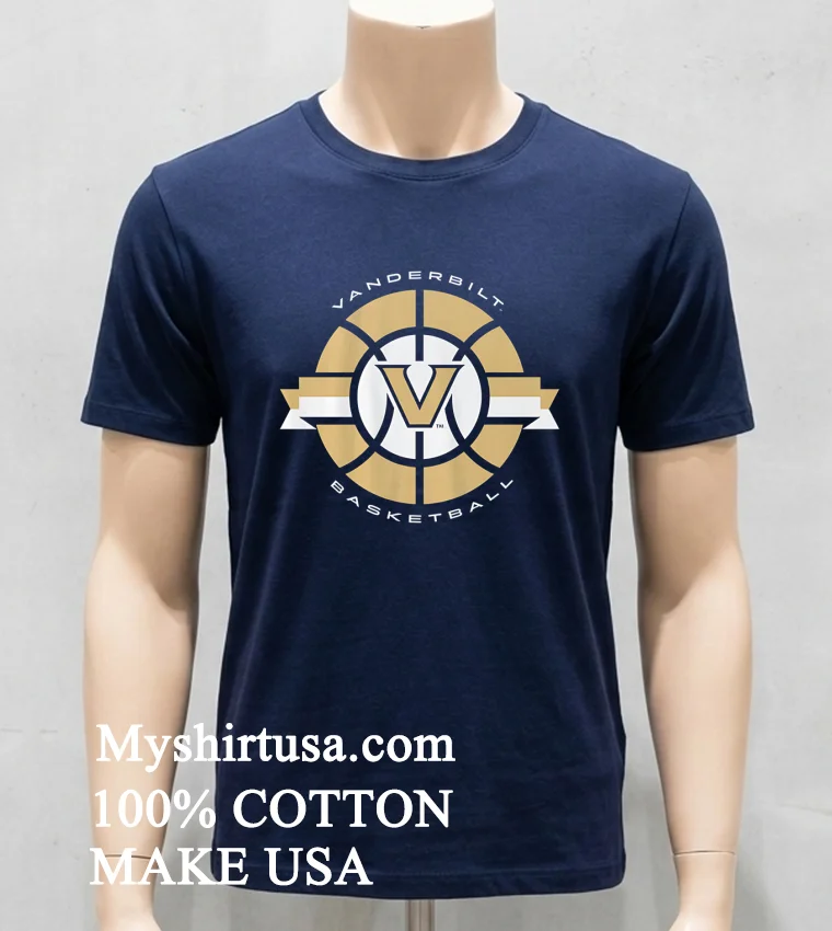 Vanderbilt Basketball Classic Circle Logo Shirt Navy Shirt