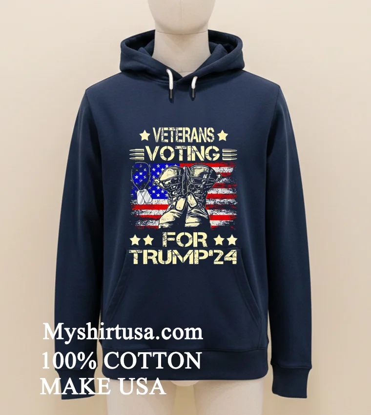 Veterans Voting For Trump 2024 Usa Flag Retro Shirt Navy Shirt 1