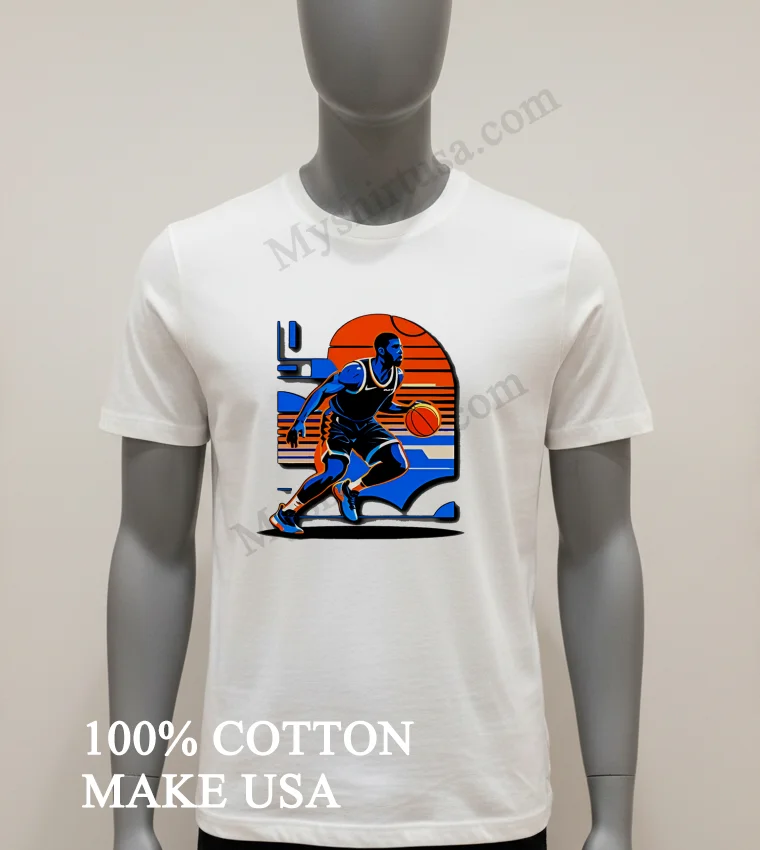 Vibrant Basketball Player Artwork Shirt White T Shirt 1