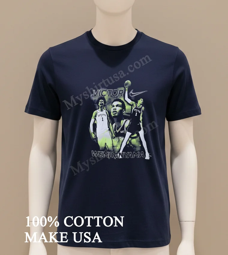 Victor Wembanyama San Antonio Spurs Basketball Slam Dunk funny america t-shirts - navy-shirt Victor Wembanyama San Antonio Spurs Basketball Slam Dunk Shirt Navy Shirt