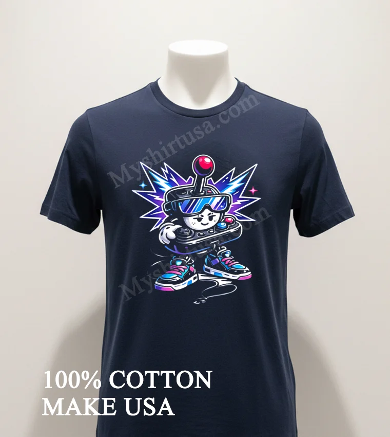 Video Game Controller Character With Sunglasses And Sneakers Shirt Navy Shirt 1