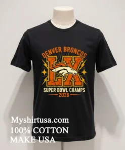 Vintage Denver Broncos Super Bowl Lx Graphic Shirt