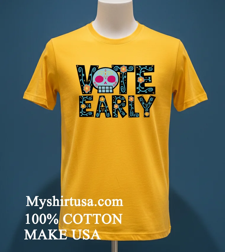 Vote Early Brocade Flowers Shirt Yellow T Shirt