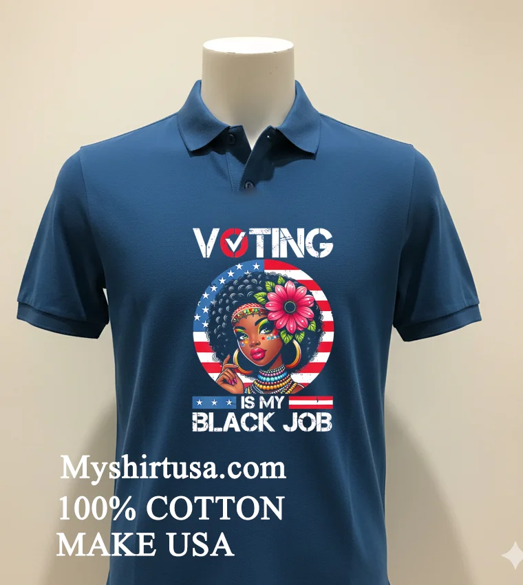 Voting Is My Black Job Black Women Usa Flag Retro Graphic Shirt - navy-shirt Voting Is My Black Job Black Women Usa Flag Retro Graphic Shirt Navy Shirt 2