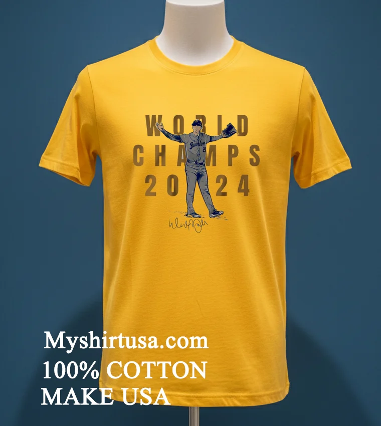 Walker Buehler La Dodgers World Champs 2024 Signature Shirt - yellow-t-shirt Walker Buehler La Dodgers World Champs 2024 Signature Shirt Yellow T Shirt