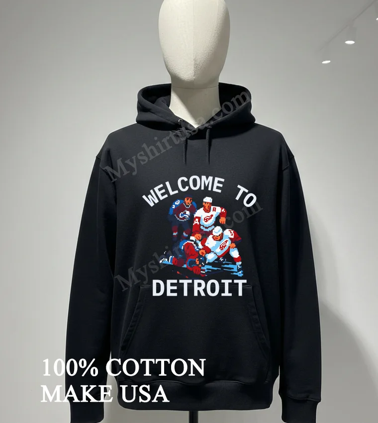 Welcome To Detroit Pixel Art Hockey Players funny america t-shirts - hoodie-shirt Welcome To Detroit Pixel Art Hockey Players Shirt Hoodie Shirt