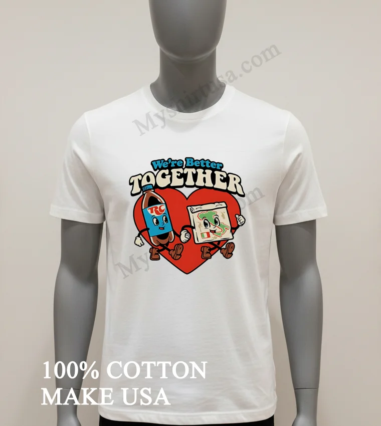Were Better Together Rc Cola And Pizza Map Heart Retro Shirt White T Shirt