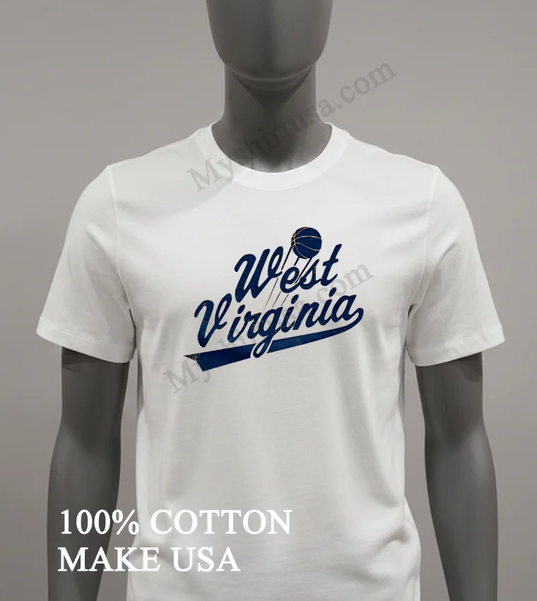 West Virginia Basketball Script Font Vintage Graphic Shirt White T Shirt 2