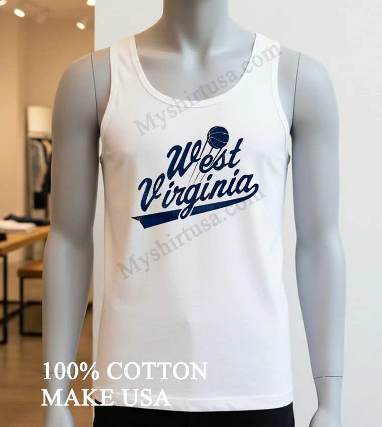 West Virginia Basketball Script Font Vintage Graphic Shirt White T Shirt 3