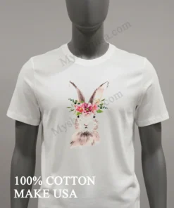 White Rabbit Head With Pink And Red Flower Crown funny america t-shirts