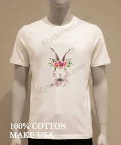 White Rabbit Head With Pink And Red Flower Crown funny america t-shirts