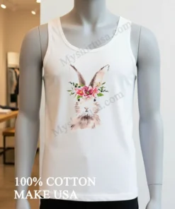 White Rabbit Head With Pink And Red Flower Crown funny america t-shirts