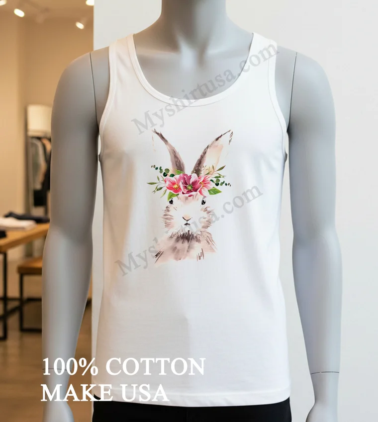White Rabbit Head With Pink And Red Flower Crown Shirt White T Shirt 3