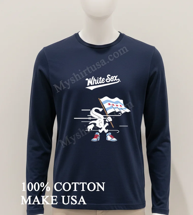 White Sox Mascot Holding Chicago Flag Shirt Hoodie Shirt 1